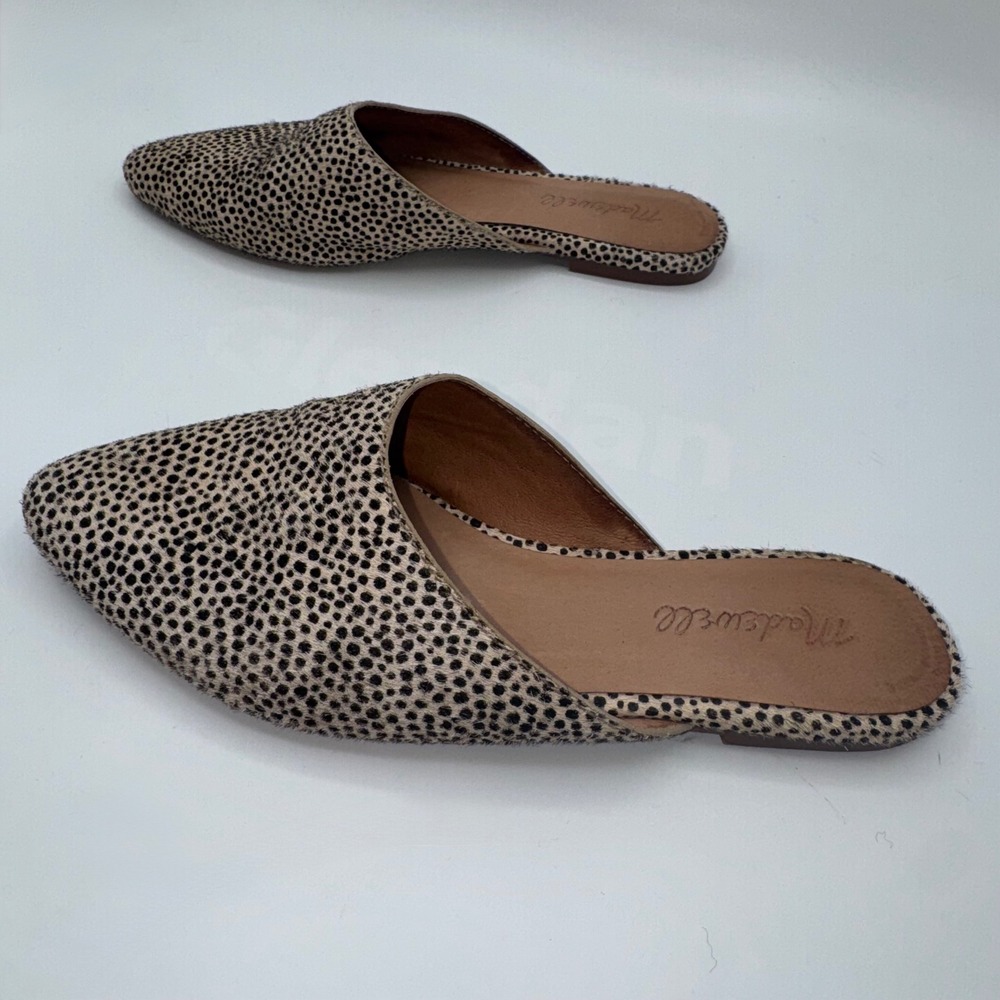 Madewell Remi Loafers Women's 6.5 Pointed Toe Calf Hair Mules Flats Cheetah - Picture 5 of 12